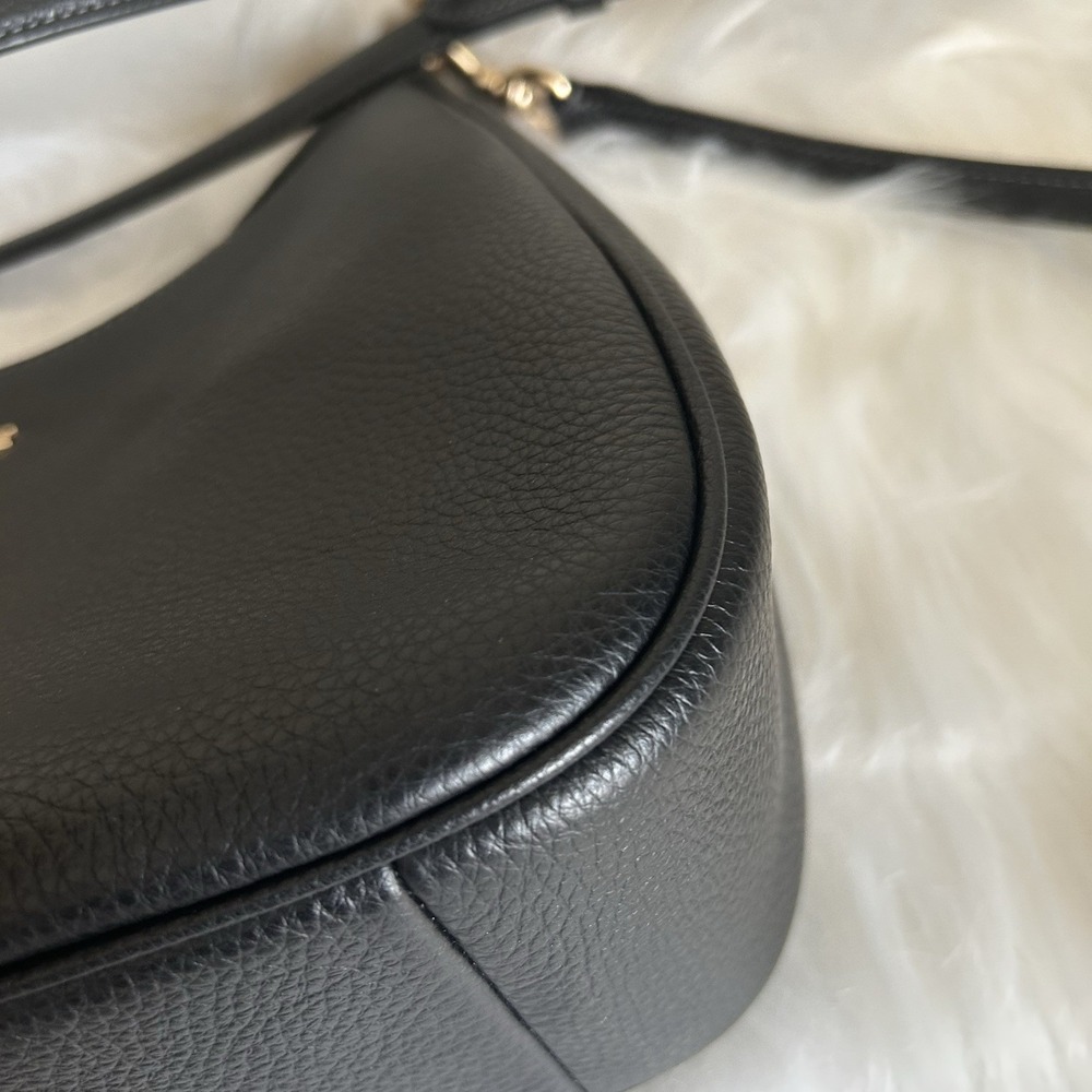 Coach Teri Hobo Bag Black Pebbled Leather Crossbody Handbag C1555 - Picture 6 of 9